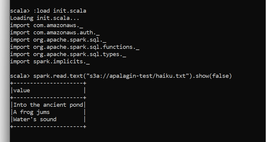 spark-shell with S3